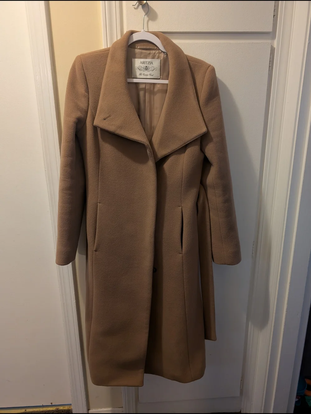 Aritzia Connor Camel Wrap Belted Soft Wool Cashmere Coat - Picture 10 of 10